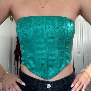 Princess Polly Teal Strapless Corset